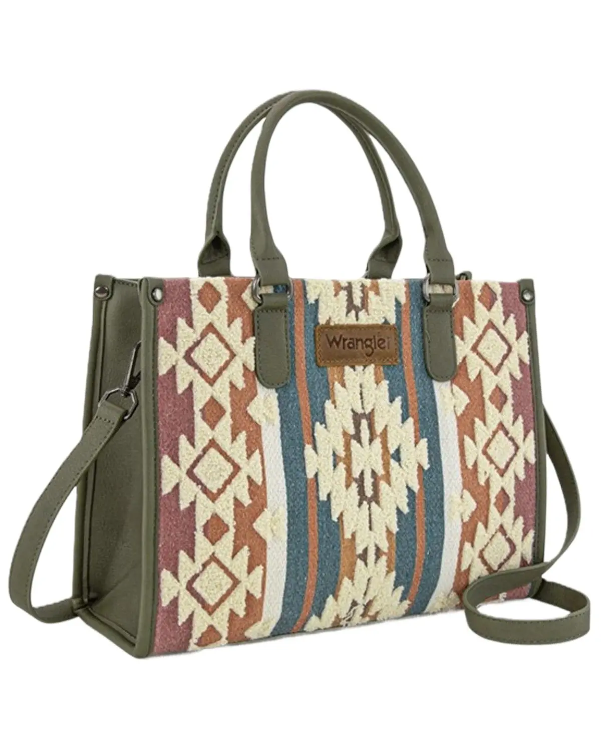 Wrangler Women's Women'S Sherpa Southwestern Print Canvas Crossbody Tote - Wg313-8119Gn