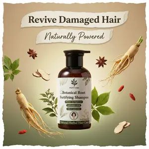 PEPTIVINE Botanical Root Fortifying Shampoo with 25+ Herbal Extracts for Reviving Damaged Hair Strengthening Roots 11.2 fl oz Fix Dry Ends Lasting Color Reduce Damage