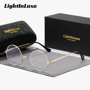 LightInLuxe unisex retro exquisite full-frame anti-blue light glasses for outdoor activities, round frame plano glasses.