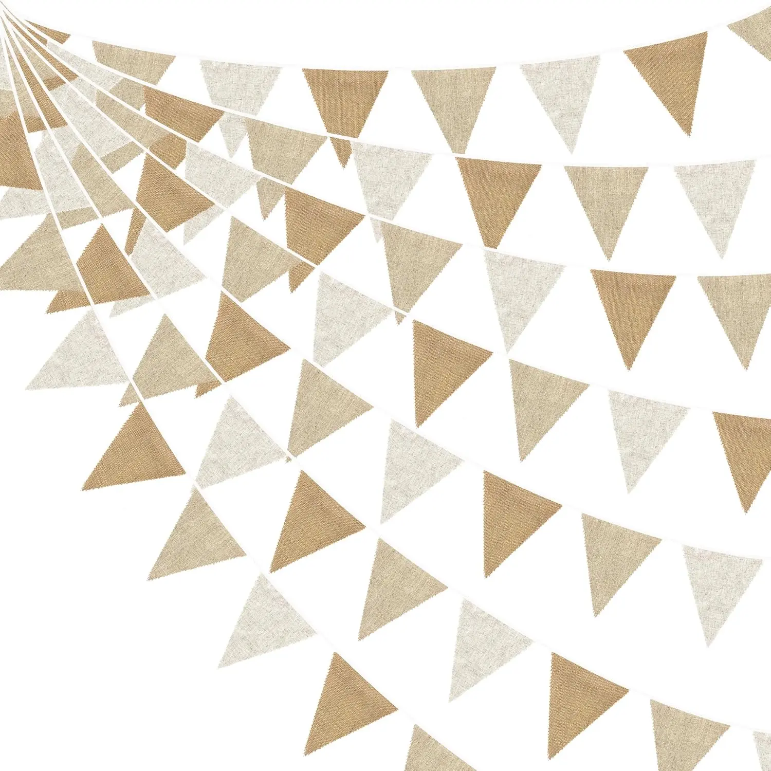 24ft Burlap Triangle Pennant Banner – Rustic Linen Bunting Garland with Streamers for Weddings, Birthdays, Baby Showers, Easter, Graduation & Outdoor Parties