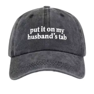 Vintage Washed Casual Baseball Cap Put It On My Husband's Tab Funny Marriage Humor Adjustable Multi Color Casual Lifestyle Hat