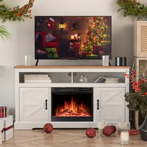 Xbeauty 60" Electric Fireplace Mantel Wood Surround Firebox Freestanding Corner Fireplace Heater Infrared Quartz Heater Adjustable Led Flame, Remote Control,  Walnut