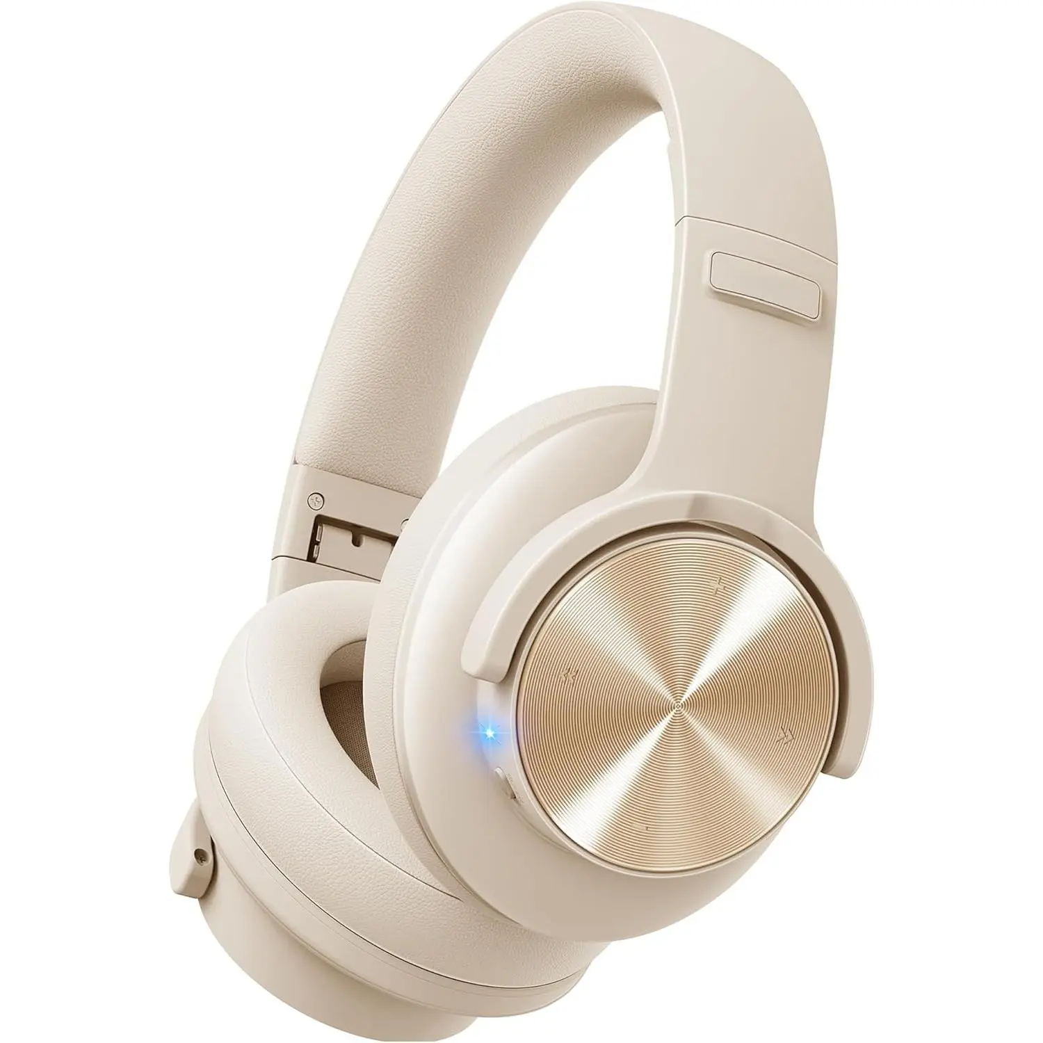 P-HPS020   B8 Bluetooth Headphones, 120H Playtime Headphone Wireless Bluetooth with 3 EQ Modes, Low Latency, Hands-Free Calls, Over Ear Headphones for Travel Home Office Cellphone PC Khaki White