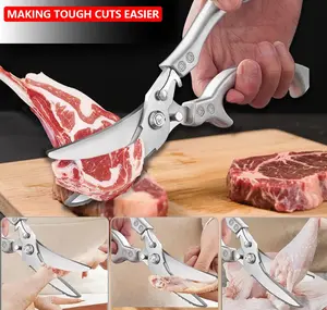 Kitchen Scissors All Purpose -FallFreshness- Stainless Steel Kitchen Shears, Sharp Silver Meat Scissors, Dishwasher Safe,  Poultry Shears, Japanese Cooking Scissors for Food, Chicken Bones, and Turkey, Christmas  Gift!