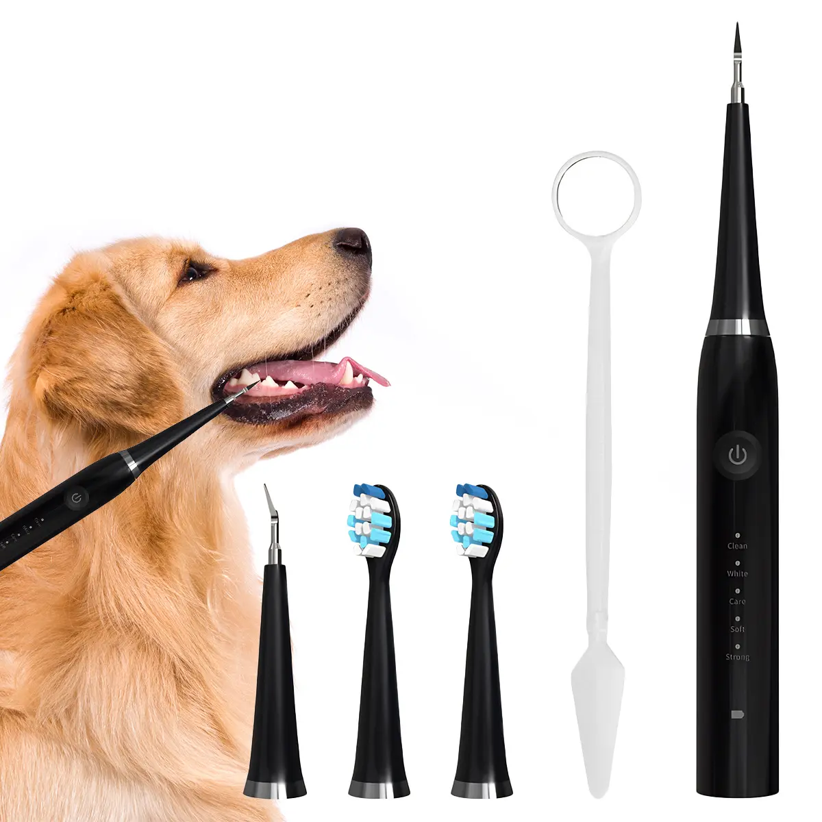 Ultrasonic Dental Plaque and Tartar Remover Suitable for Dogs and Cat, Professional Teeth Cleaning Kit for Tartar & Stains Removal, Safe & Gentle Electric Teeth Cleaning Tools Preventing Cavities Bad Breath and Gum Disease for Pet Oral Care