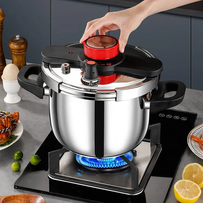 Stainless Steel Pressure Cooker, Multi-functional Large Capacity Household Pot with Handle, Kitchen Cookware for Electric Stove & Gas Stove