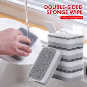 5Pcs Scouring Pad Sponge Eraser / Super Absorbent Cleaning Cloth Dishwashing Cleaning Sponge