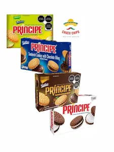 1 box. Príncipe de Marinela in a Variety of Flavors and Sizes. Chocolate, Lemon or Hazelnut Temptation. Snack