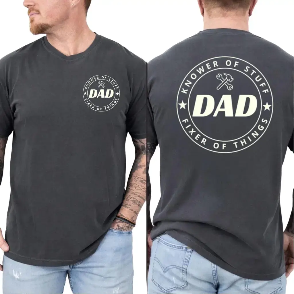 Comfort Colors Dad Shirt, Knower Of Stuff Fixer Of Things, Funny Handyman Tee, Father's Day Gift, Husband Tee, Unisex Garment-Dyed Tee