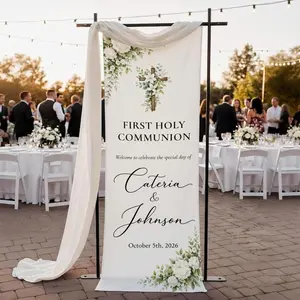 Personalized First Holy Communion Welcome Banner: Custom Name Fabric Sign Decor