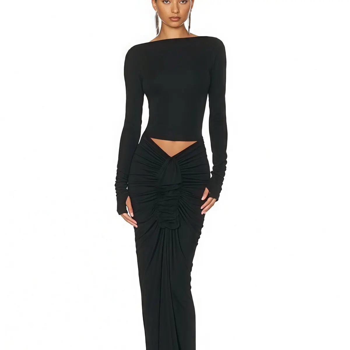 Rush Black Set Skirt & Blouse for Women - 2 Pieces - Womenswear, Top