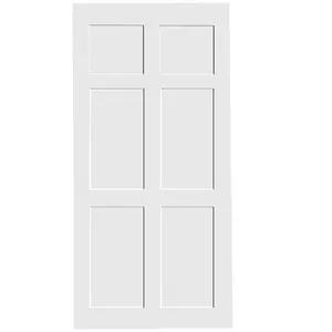 CRAZY ELF 32" x 80" Six Panel Real Primed Door Slab, DIY Panel Door, Modern Interior Barn Door, Water-proof, Anti-deformation, Pre-Drilled Ready to Assemble, Suitable for Pre-hung Door and Barn Door