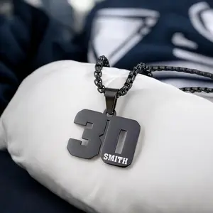 AS310 Personalized NUMBER NECKLACE for Boys Girls Sports School Team Gift Football Baseball Basketball Hockey Soccer Fathers Day Custom