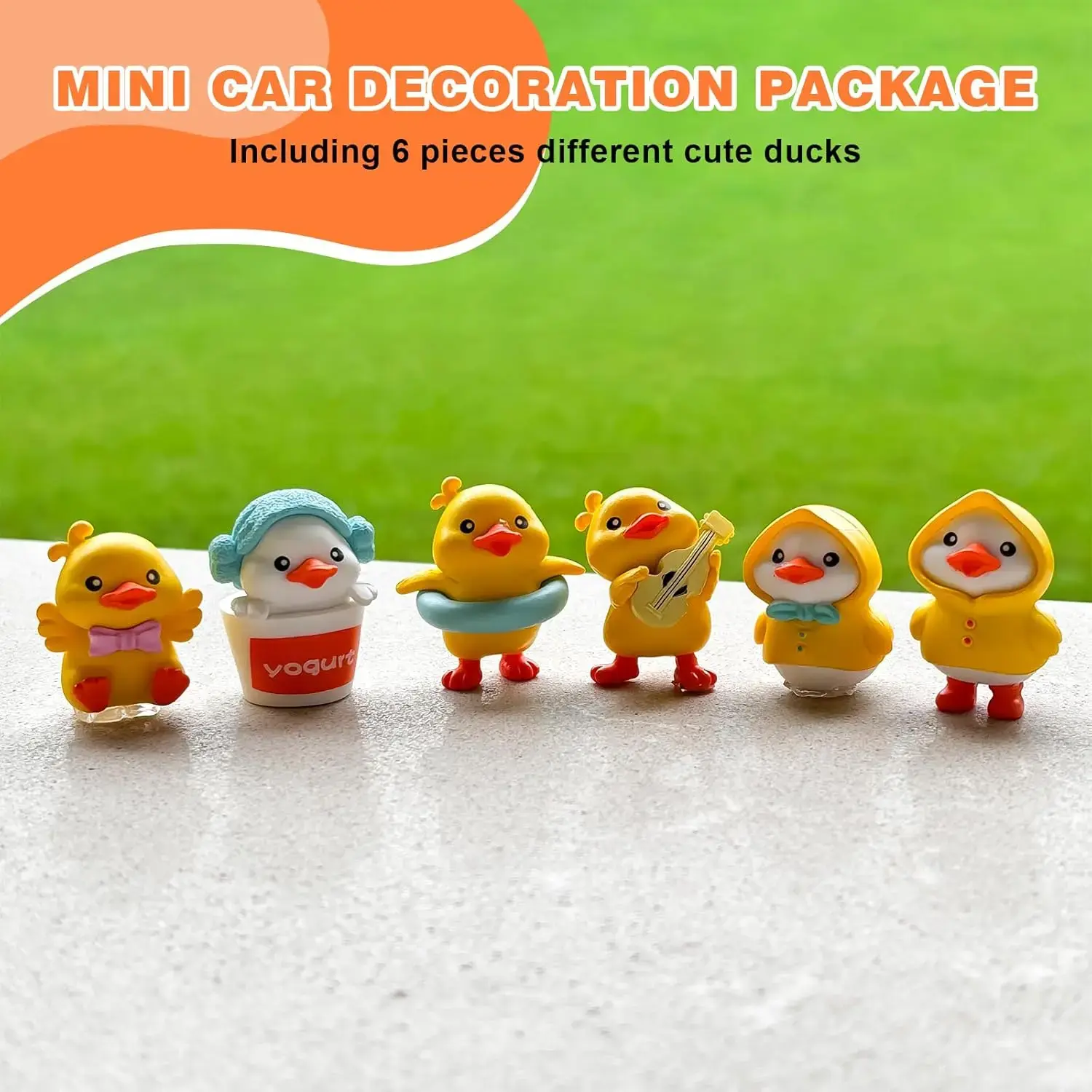 6PCS Waterproof PVC Yellow Duck Car Trinkets - 2026 Cartoon Style Dashboard Accessory, Rear View Mirror Ornament, Desk Companion for Home Office Multi-Use Decor, Car Accessories, Fun Car Accessories