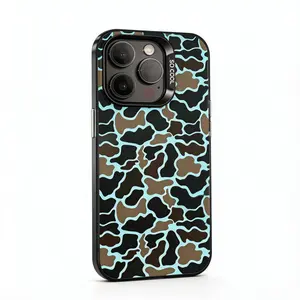 Vintage Camo Black Shockproof Phone Case For iPhone 7 8 X XR 11 12 13 14 15 16 17 Pro Max Plus Air , Compatible with MagSafe Magnetic Sitka Camouflage