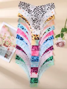 Women's All Over Print Thong, Pastel Soft Comfy Breathable Seamless Panty for Daily Wear, Women's Underwear for All Seasons, Breathable Seamless Knicker, Seamless Undergarment, Casual Comfy Panties