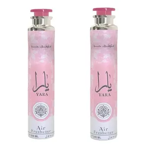 Lattafa Yara Home Fragrance Air Freshener Spray Pack, 2-Piece Set, 300 ml, Long-Lasting Flower & Woody Aroma for Room, Floral Scent Bottle