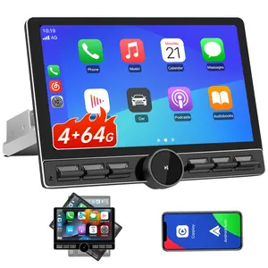 10.6" Android 13 4GB+64GB Car Radio Stereo with Rotatable Touchscreen, Single-DIN Bluetooth/4G/GPS/FM/AM, Wireless CarPlay & Android Auto