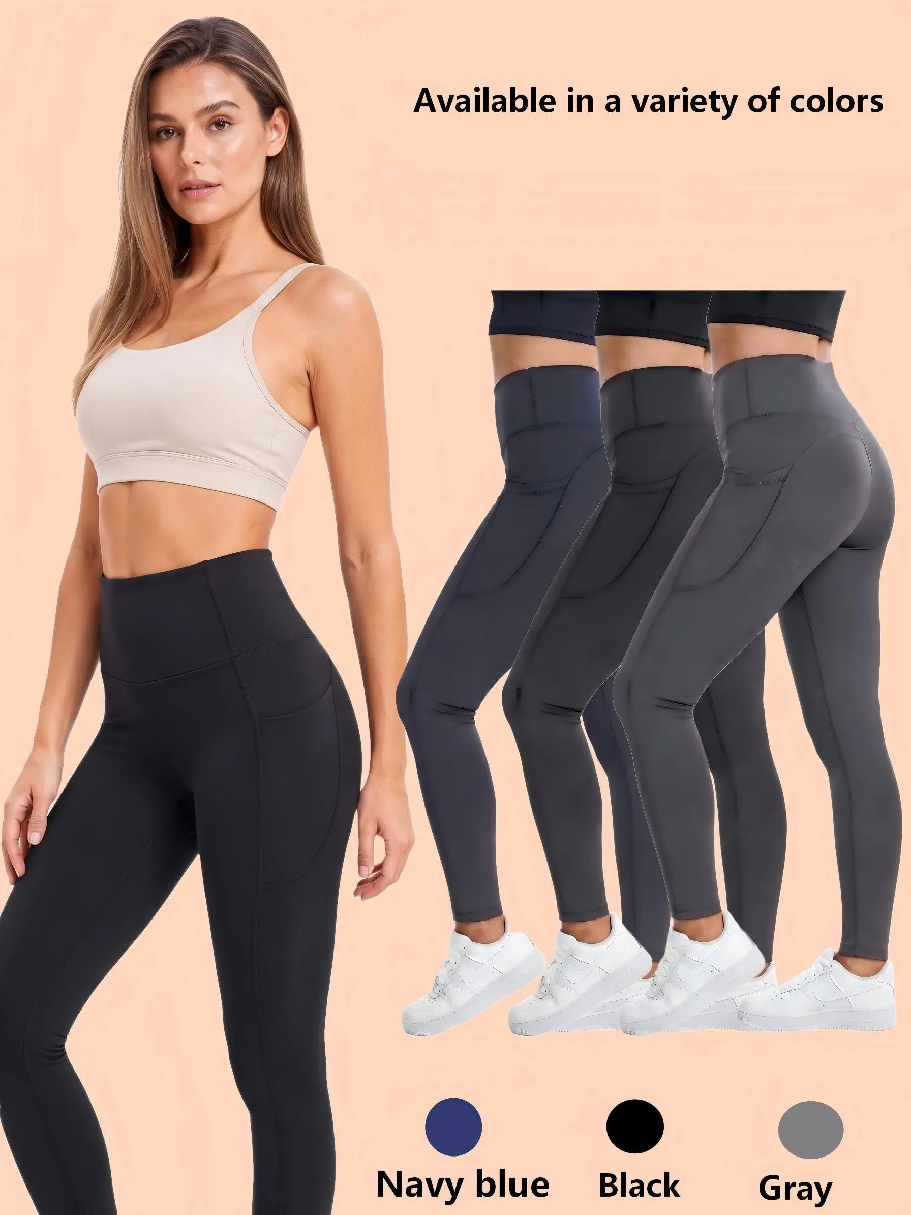 High Waisted Yoga Leggings for Women with Pockets | Tummy Control Butt Lift Workout Pants 4-Way Stretch Gym Running Athletic Leggings stretchy sport quality casual comfy sporty activewear elastic sportswear wear skinny flap side outdoor comfort