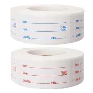 2 Rolls 1000 Pieces Removable Food Labels, 1 x 2 Inch Date Stickers for Freezer, Refrigerator Food Containers - Easy to Write On