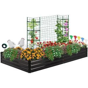 ONCEMORE Metal Raised Garden Beds Galvanized Elevated Planter Box Steel Vegetable Flower Bed Kit