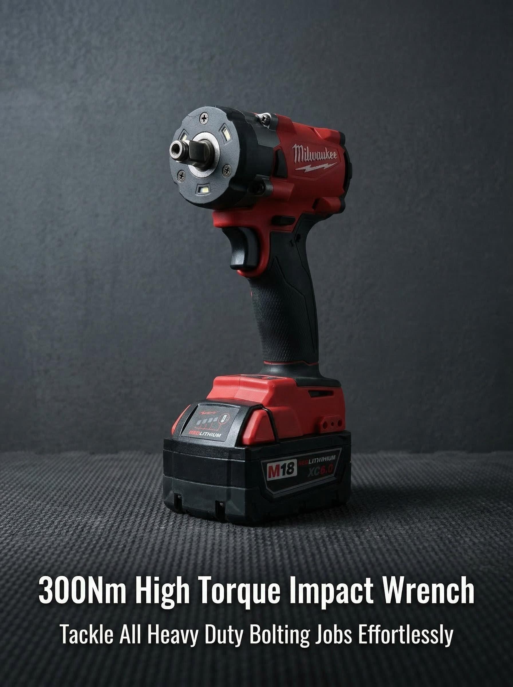 Milwaukee M18 FIW212 18V 1/2 Inch Impact Wrench For Auto Repair And Equipment Maintenance Power Tool 300Nm Torque Four Mode Speed Control