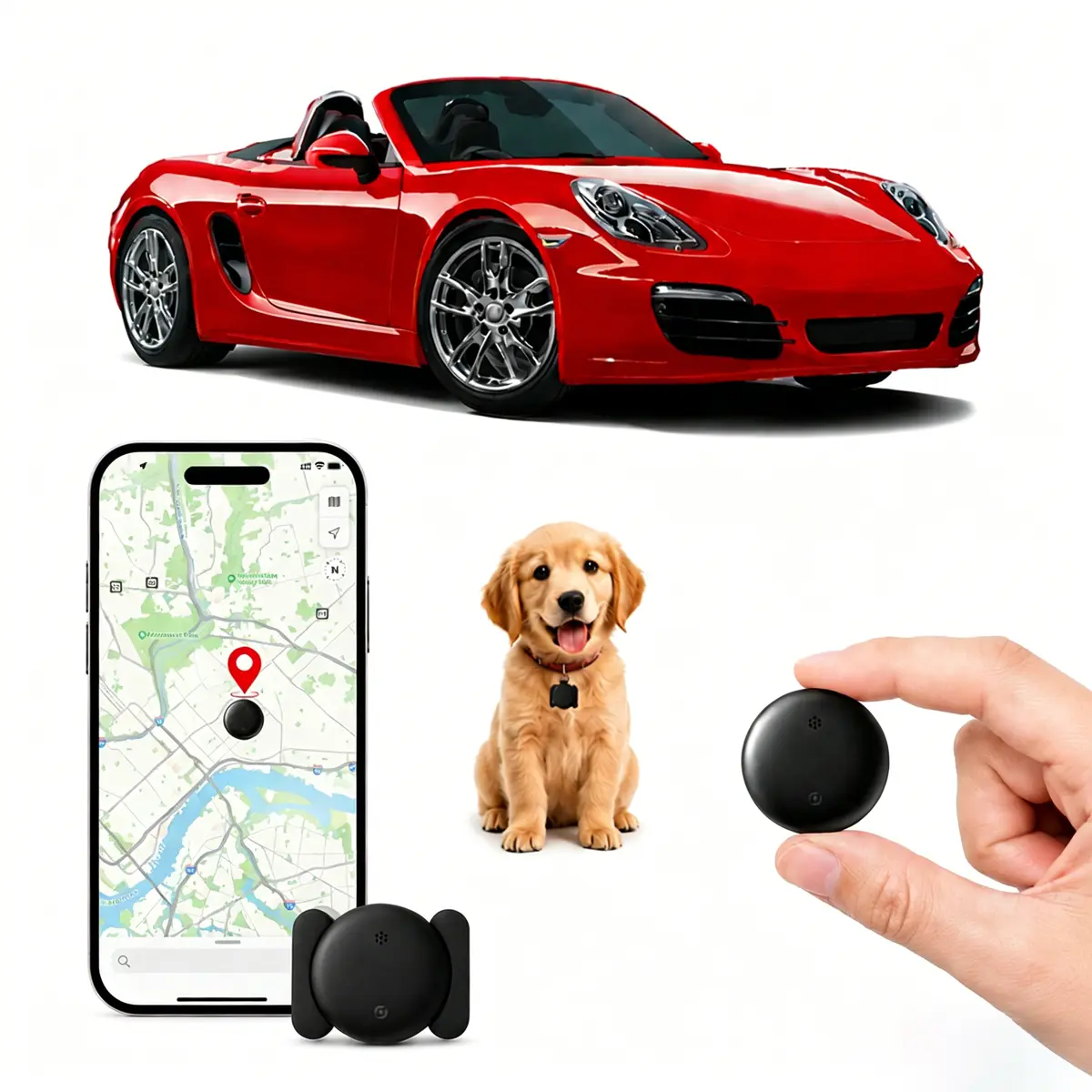 Car GPS Tracker - Super Strong Magnetic Metal GPS Tracker with 360-Day Ultra-Long Battery Life, No Subscription, Waterproof, Shockproof, Discreet, iPhone-Compatible, Protection for Vehicles