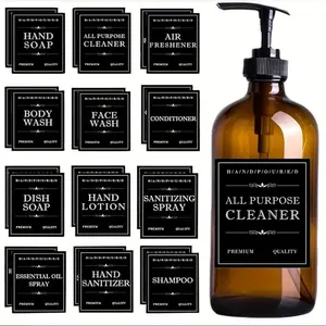 Soap & Shampoo Label, 12pcs/set Waterproof Oil-proof Removable Bathroom Supplies Labels [without Soap Dispenser]