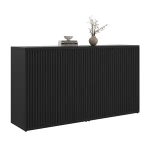 【1-3Packages】Buffet Sideboard Cabinet With Storage, 34.2"H Fluted Credenza With Adjustable Shelves, Accent Storage Coffee Bar Console, Sideboard Cabinet For Living Room, Dining Room, Kitchen