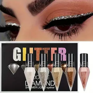 Liquid Quick Drying Eyeliner Pen, Long Lasting Shimmering Eyeliner with Precise Flexible Tip & Glitter Sequins, Eye Makeup Product for Women & Girls