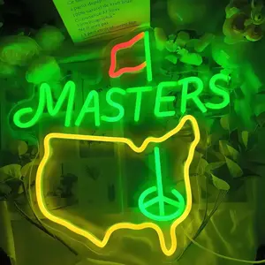 Masters Neon Sign - Dimmable LED Home Decor Light, Illuminated Logo Lights & LED Atmosphere Lamp for Men’s Cave, Golf Course, 15.7x15.7in Wall Decor & Celebratory Gift
