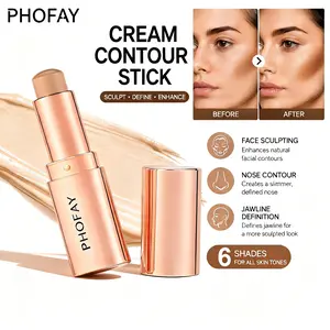 PHOFAY Cream Contour Stick, Waterproof Matte Face Sculpting Stick, Smooth Weightless Cream Bronzer, Easy Use No Brush Needed for All Skin Types
