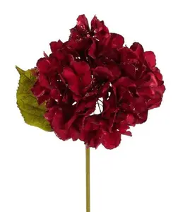24" Glitter Hydrangea Stem – Burgundy/Green