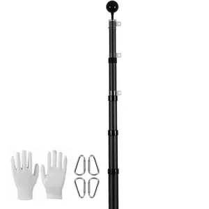 25FT Telescoping Flag pole Kit, Heavy Duty Aluminum Alloy in Ground Flag Poles for Outside, 3 Display Modes Flagpole with 3x5 American Flag, Professional Accessories, Black