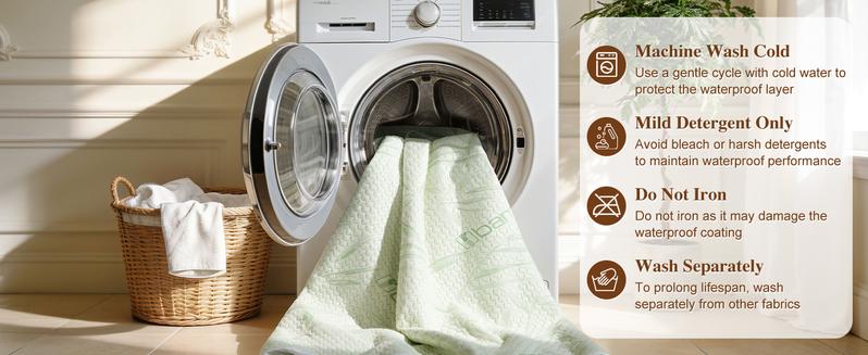 Shilucheng Waterproof Cooling Mattress Protector,6''-18''Deep Pockets Bamboo Cooling Noiseless Must-have Home Decor Washable Breathable Mattress Protector