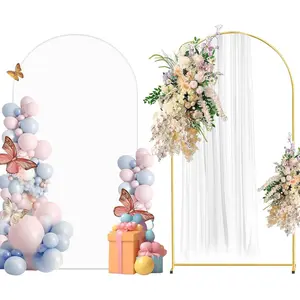 Metal Arch Backdrop Stand and Cover Set, 7.2FT White  Spandex Fitted Backdrop Cover and  Wedding Arch Frame for  Shower, Birthday, Parties Decoration.