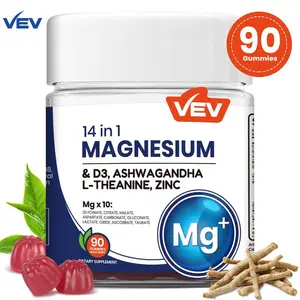 VEV 14-in-1 Magnesium Gummies - with Ashwagandha, L-Theanine, Vitamin D3, and Zinc - Daily Wellness Supplement for Nutritional Support