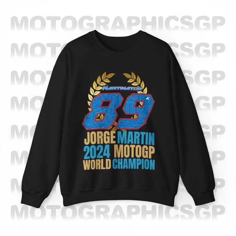 MotoGP Jorge Martin 2024 World Champion Crewneck Sweatshirt, Martinator 89 MotoGP Winner Graphic, Pramac 89 Merchandise