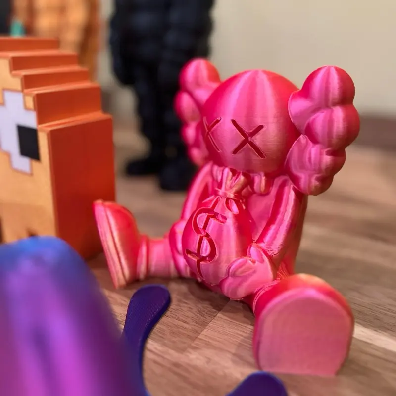 KAWS Inspired Sitting Desk Buddy + Blue Dolphin Desk Decor Combo for Office & Home Decor