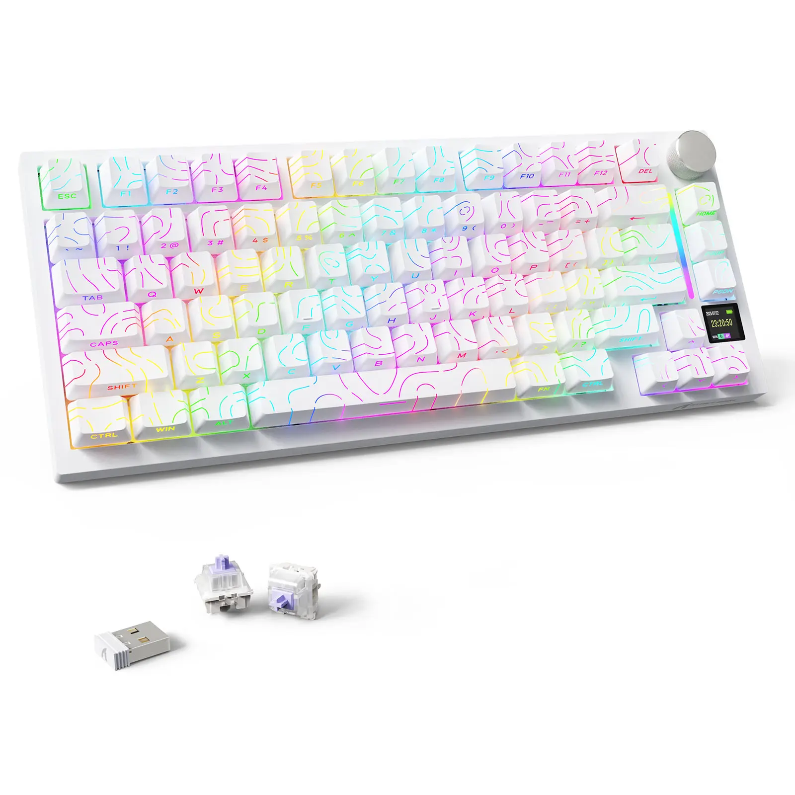 Attack Shark X820 Ultra 75% Wireless Gaming Keyboard, RGB Backlit, Hot-Swappable Pbt Keycaps, Smart Tft Display, Customizable Keys