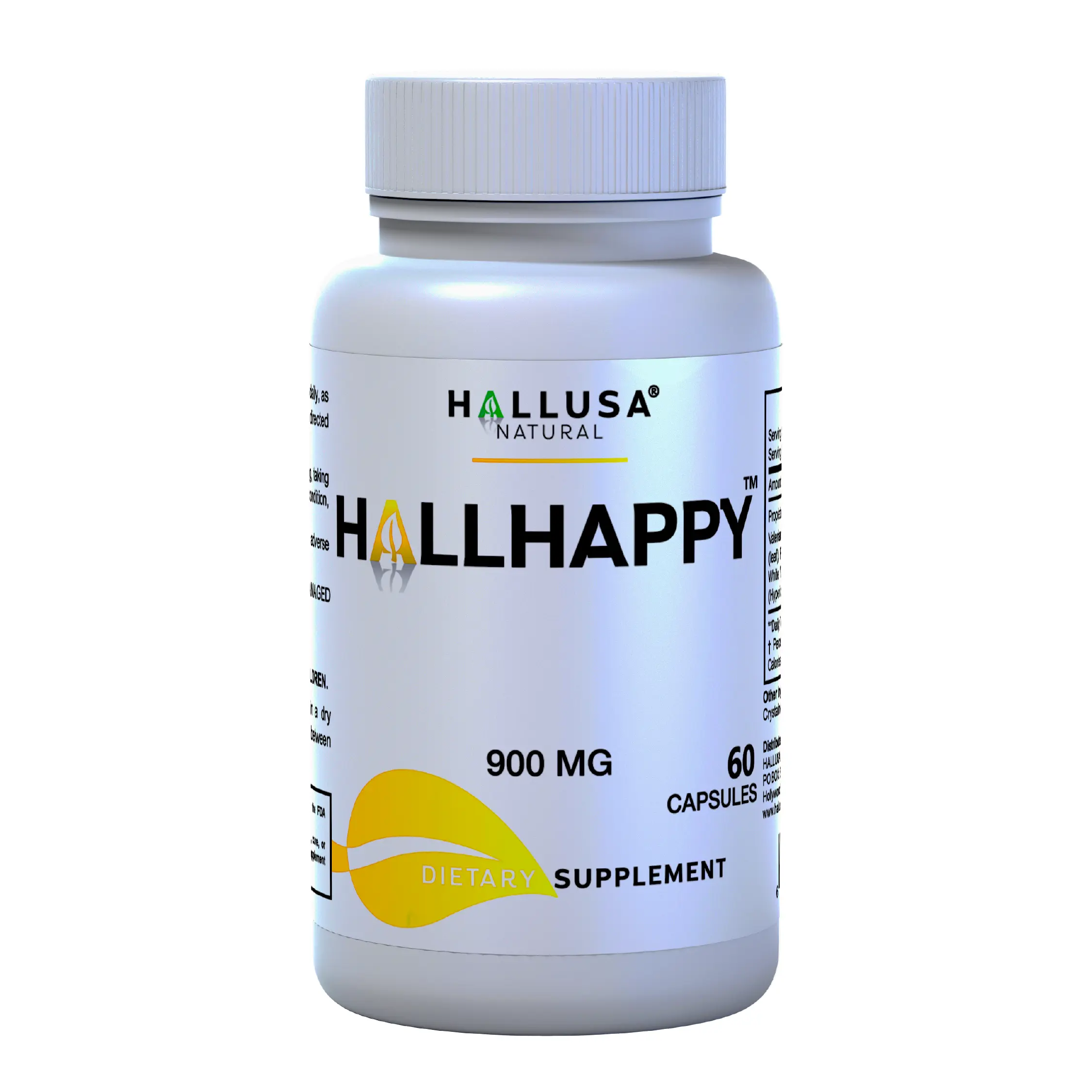 HALLUSA NATURAL Hallhappy Passion Flower Extract Dietary Supplement - 60 Capsules, 900mg Organic Valerian Root, Sugar-Free, Gluten-Free, Non-GMO, Wellness Support for Adults' Stress, Calm & Sleep Aid