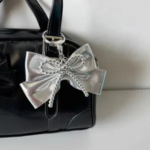 Korean Ins Silver Bow Keychain |   Retro Y2K Aesthetic |   Cute Cool Bag Charm Pendant