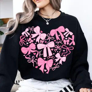 Coquette Valentine Heart Sweatshirt, Valentine Bow Sweatshirt, Valentine Love Sweater, Valentine Day Gift