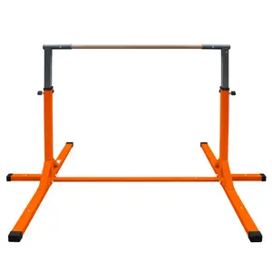 [Fahuac] Gymnastics Bar for Kids, Adjustable Height 39"-62" Junior Training Kip Bar for Home, Sturdy Metal Base with Non-Slip Cover, Easy Assembly, for Kids 3+ Years Orange