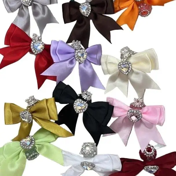 Crystal Heart Bow Detail Beads - 10PCS for DIY Beading, Jewelry Making, Decorating Projects