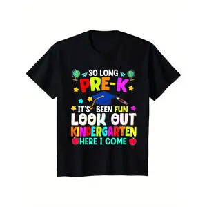 Boys Girls So Long Pre-K Graduation Kindergarten Here I Come 2026 T-Shirt for Boys Fashion Trend Bottoming Shirt Breathable, Casual Comfortable Top Streetwear Fashion Casual Summer Tee Crew Neck Short Sleeve T-Shirt Best Gift for Kids