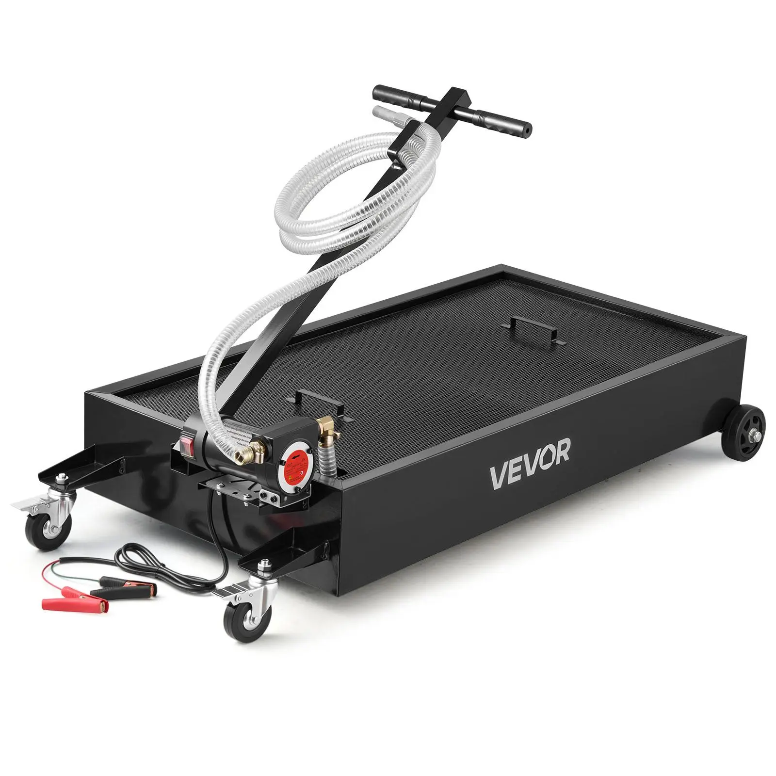 【BackToSchool】VEVOR Oil Drain Pan, low profile oil drain pan with pump, 17 Gallon Rolling Heavy-Duty Drain Pan with Electric Pump & 7.2 ft Hose for Quick Oil Changes - Leak-Proof for Cars, Trucks, SUVs, ATVs