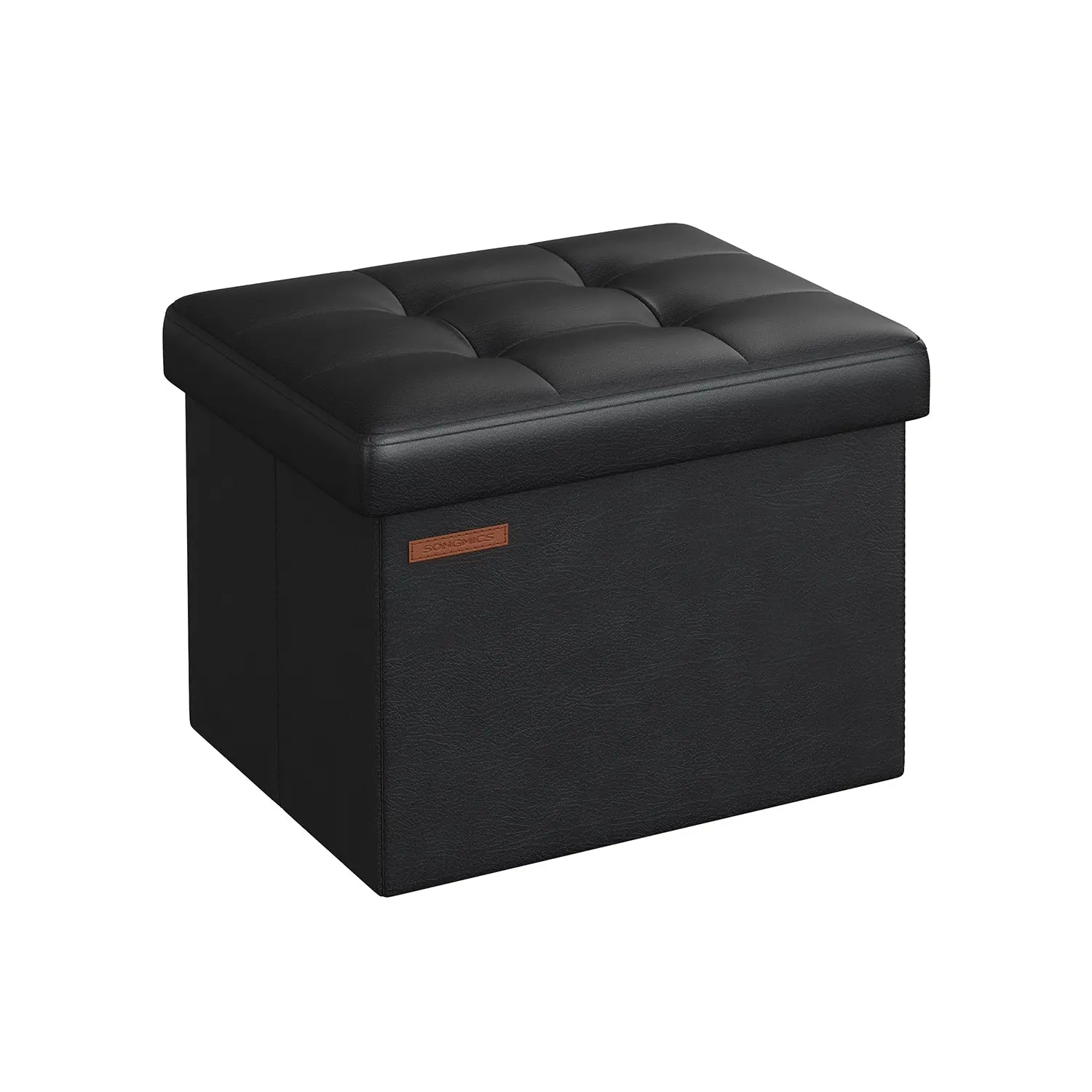 SONGMICS Small Folding Storage Ottoman, Foot Rest Stool, Cube Footrest, Synthetic Leather, 286 lb Capacity, for Living Room, Bedroom, Dorm SONGMICS Small Folding Storage Ottoman, Foot Rest Stool, Cube Footrest, Synthetic Leather, 286 lb Capacity, for Living Room, Bedroom, Dorm