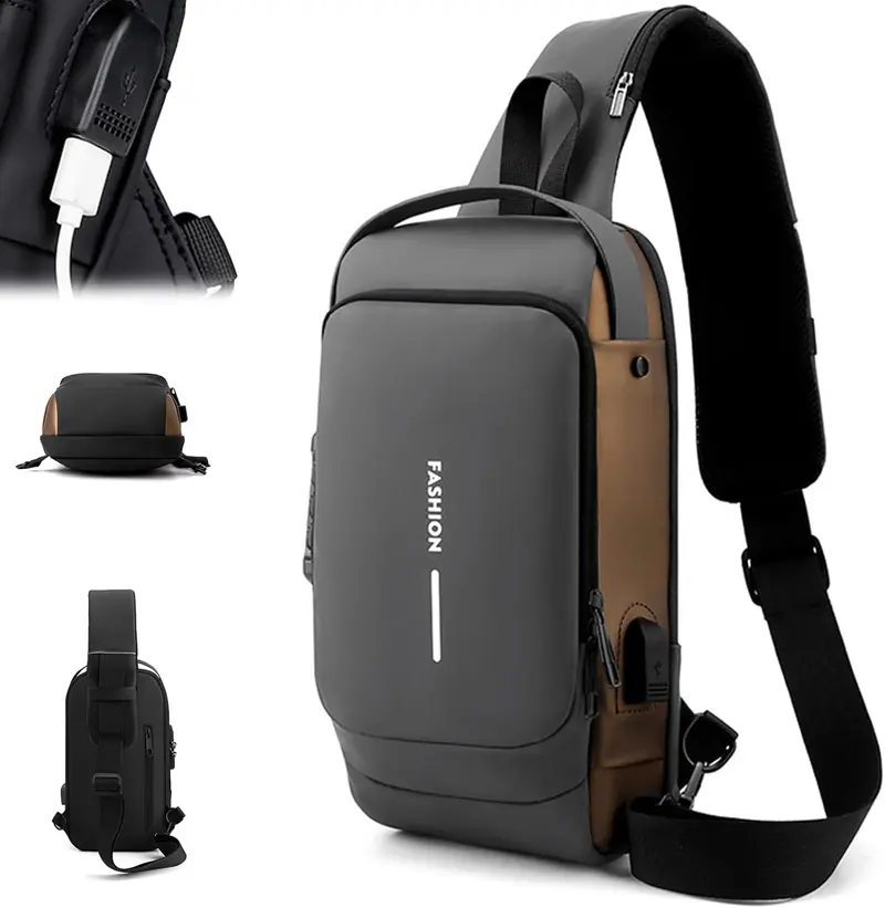 2025 Men's Crossbody Bag - Anti-Theft with Password Lock, Large Travel Bag Multi-Layer Storage, Detachable Strap, Durable & Stylish