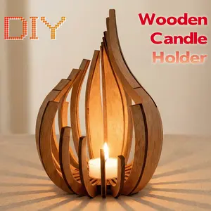 Wooden Candle Lamp Holder Set - DIY Handmade Craft Kit for Aromatherapy Candle Displays, Customizable Candlestick Decor for Rustic Home, Farmhouse & Indoor Decoration